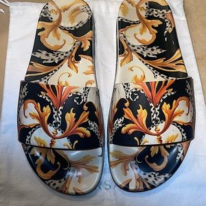 Versace white Baroque pool slides